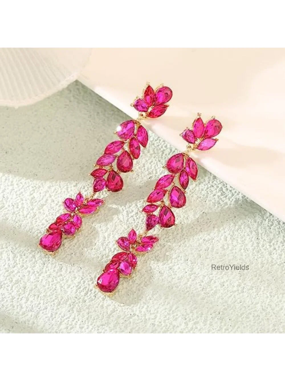 Rhinestone Dangle Earrings Long Teardrop Drop Earrings for Women Wedding Bridal